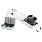 image of AllPoints 59167 Mandoline Slicer – Folding Stainless Steel Frame, Adjustable 1mm-8mm Cuts, 1 Slicing Blade + 6 Julienne Blades