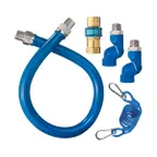 image of Dormont 1650BPQ2SR48BX SnapFast 48" Gas Connector Kit, Two Swivels, Restraining Cable, 1/2" Dia., in Box