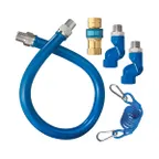image of Dormont 1675BPQ2SR72 SnapFast 72" Gas Connector Kit, Double Swivel MAX, Restraining Cable, 3/4" Dia