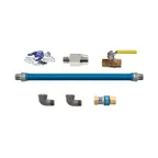 image of Dormont 1675KIT48EFV Blue Hose Moveable Gas Connector Kit w/ Excess Flow Value, 2 Elbows