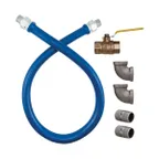 image of Dormont CAN16100BPV48BXFT 48" Blue Hose Food Truck Gas Connector Kit w/ Two Elbows, 1" Dia