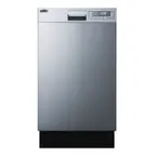 image of Summit DW18SS4 18" Residential Built-in Dishwasher, Stainless Steel / 5 Cycles - 115V
