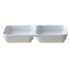 image of Thunder Group 19002WT Sauce Dish, 2-Compartment, 4 Oz., 6"L X 3"W - Dozen