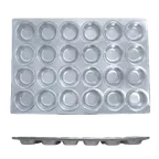 image of Thunder Group ALKMP024 Muffin Pan, 24 Cup 3-1/2 Oz. Each Cup, 20-1/2" X 14-1/4", Aluminum