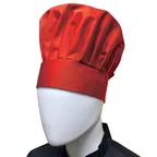 image of Thunder Group CH013RD Chef's Hat - 13.5" High Adjustable Velcro Closure, 65/35 Poly/Cotton, Red, One Size Fits Most