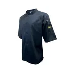 image of Thunder Group CJ710BK3XL - 3XL Black Ventilated Short Sleeve Cook Shirt, Tapered Poly/Cotton 65/35, Button Front, Unisex