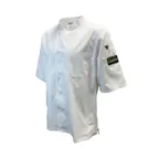 image of Thunder Group CJ710WHXL Cook Shirt – Tapered Ventilated Short Sleeve, X-Large (48-50), 65/35 Poly/Cotton, White