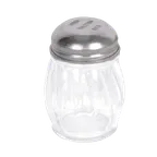image of Thunder Group GLTWCS006 Cheese Shaker, 6 Oz. Capacity, Swirled Glass Base, Stainless Steel Slotted Top. Without Handle - Dozen