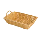 image of Thunder Group PLBN1208T Handwoven Serving Basket, 12" x 8" x 3", Tan Polypropylene, Handles