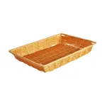 image of Thunder Group PLBN1410T Food Serving Basket, 14" x 10" x 2", Handwoven, Break-Resistant, Stackable, Polypropylene, Tan