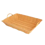 image of Thunder Group PLBN1712T Serving Basket, rectangular polypropylene, natural tan, 17" x 12-3/4" x 3", handles, stackable