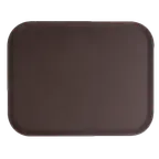 image of Thunder Group PLFT1418BR Non-Slip Serving Tray, Rectangular 14" × 18", Brown Fiberglass, NSF Certified