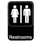 image of Thunder Group PLIS6908BK Information Symbol Sign, 6" X 9" "Restrooms", Self-Adhesive Backing
