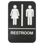 image of Thunder Group PLIS6953BK Information Symbol Sign, 6" X 9" "Restroom", With Braille, (6 Each Minimum Order)