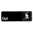 image of Thunder Group PLIS9308BK Information Symbol Sign, 9" X 3" "Out", Self-Adhesive Backing