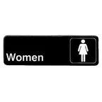 image of Thunder Group PLIS9314BK Information Symbol Sign, 9" X 3" "Women", Self-Adhesive Backing