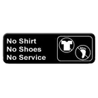 image of Thunder Group PLIS9330BK Information Symbol Sign, 9" X 3" "No Shirt, No Shoes