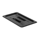 image of Thunder Group PLPA7130CBK Food Pan Cover, 1/3 Size, Solid, Built-In Handle, Black