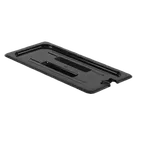 image of Thunder Group PLPA7130CSBK Food Pan Cover, 1/3 Size, Slotted, Built-In Handle, Black