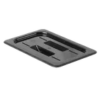 image of Thunder Group PLPA7140CBK Food Pan Cover, 1/4 Size, Solid, Built-In Handle, Black