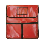 image of Thunder Group PLPB024 Red Pizza Delivery Bag, 24"x24"x5", Holds 2 22" Pizzas, Velcro Fasteners, Foam Insulated, Leatheroid PVC