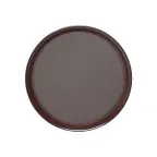 image of Thunder Group PLRT012 Round Non Slip Serving Tray, 12" Diameter, Textured Brown ABS Plastic Surface, Brown Tray Finish