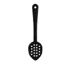 image of Thunder Group PLSS113BK Black Serving Spoon, 11", Perforated, Dishwasher Safe - Dozen