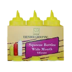 image of Thunder Group PLTHSB016YW Squeeze Bottle, 16 Oz., Wide Mouth Plastic, Yellow, 6 Each - Pack