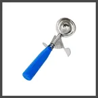 image of Thunder Group SLDS016 Ice Cream Dishers, 2‑3 oz Capacity #16 Thumb‑Press, 18/8 Stainless Steel, Blue Plastic Handle, NSF