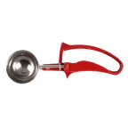 image of Thunder Group SLDS224G Ice Cream Disher, 24‑Size Round Bowl, 1‑1/3 oz Capacity, 18/8 Steel Bowl with Red Plastic Handle