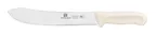 image of Thunder Group SLKF416WT Butcher Knife, 10" Blade, White Polypropylene Handles, German Steel