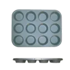 image of Thunder Group SLKMP012 Muffin Pan, 12 Cup, 3-1/2 Oz Each Cup, 14" X 10-3/4"