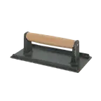 image of Thunder Group SLKSW108 Steak Weight, 4-1/8" X 8-1/4", Wood Handle, Heat Resistant Ribbed Bottom, Black