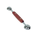 image of Thunder Group SLMLB002 Melon Baller, Dual Round Heads, Riveted Wooden Handle, Stainless Steel