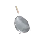 image of Thunder Group SLSTN5406 Strainer, 6" Dia., Double Medium Mesh, Flat Wood Handle, stainless steel