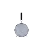 image of Thunder Group SLSTN5408PB Strainer, 8" Dia. Double Medium Mesh, Black Plastic Handle, Stainless Steel