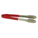 image of Thunder Group SLTG810R Utility Tongs, 10" L, One-Piece, Non-Slip, Red