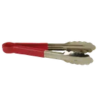 image of Thunder Group SLTG812R Utility Tongs, 12" L, One-Piece, Non-Slip, Red