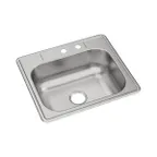 image of Elkay DSE12522MR2 Single Bowl Drop-In Stainless Steel Kitchen Sink, 25" X 22" / 20 Gauge - Center Drain
