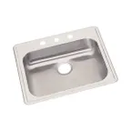 image of Elkay GE125225 Single Bowl Drop-In Stainless Steel Kitchen Sink, 25" X 22" / 22 Gauge - 5 Holes