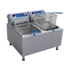 image of Globe PF32E Split Pot Countertop Electric Fryer w/ 2 Baskets, 32 Lb. Capacity, 208/240V