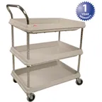 image of AllPoints 1267009 Metro Utility Cart with 3 Polymer Shelves, 400 lbs, Gray, 32-3/4" x 21-1/2" x 41" H