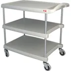image of AllPoints 1267019 Metro Utility Cart, 3 Shelves, 34-3/8" x 23-7/16" x 35-1/2" H, Open Base, 400 lb, Grey Polymer, NSF