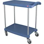 image of AllPoints 1267020 Metro Utility Cart, 2 Shelves, 31-1/2" x 18-5/8" x 35-1/2" H, Open Base, 200 lbs, Blue Polymer, NSF