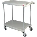 image of AllPoints 1267021 Metro Utility Cart, 2 Shelves, 31-1/2" x 18-5/8" x 35-1/2" H, Open Base, 200 lbs, Gray Polymer, NSF