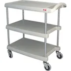 image of AllPoints 1267022 Metro Utility Cart, 3 Shelves, 31-1/2" x 18-5/8" x 35-1/2" H, Open Base, 400 lb, Grey Polymer, NSF