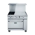 image of Dukers Appliance Co DCR36-2B24GM 36" Gas Restaurant Range w/ (2) Open Burners, 24" Griddle, (1) Standard Oven, 157.000 BTU 