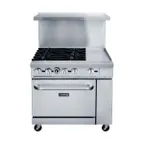 image of Dukers Appliance Co DCR36-4B12GM 36" Gas Restaurant Range w/ (4) Open Burners, 12" Griddle, (1) Standard Oven, 195.000 BTU 
