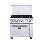 image of Dukers Appliance Co DCR36-6B 36" Gas Restaurant Range w/ (6) Open Burners, (1) Standard Oven, 233.000 BTU