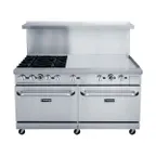 image of Dukers Appliance Co DCR60-4B36GM 60" Gas Restaurant Range, 4 Burners, 36" Griddle, 286.000 BTU 